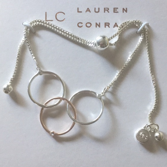 Lauren Conrad LC Adjustable Bracelet Circle Link Style Eternity Bracelet NWT NIP - Picture 1 of 8